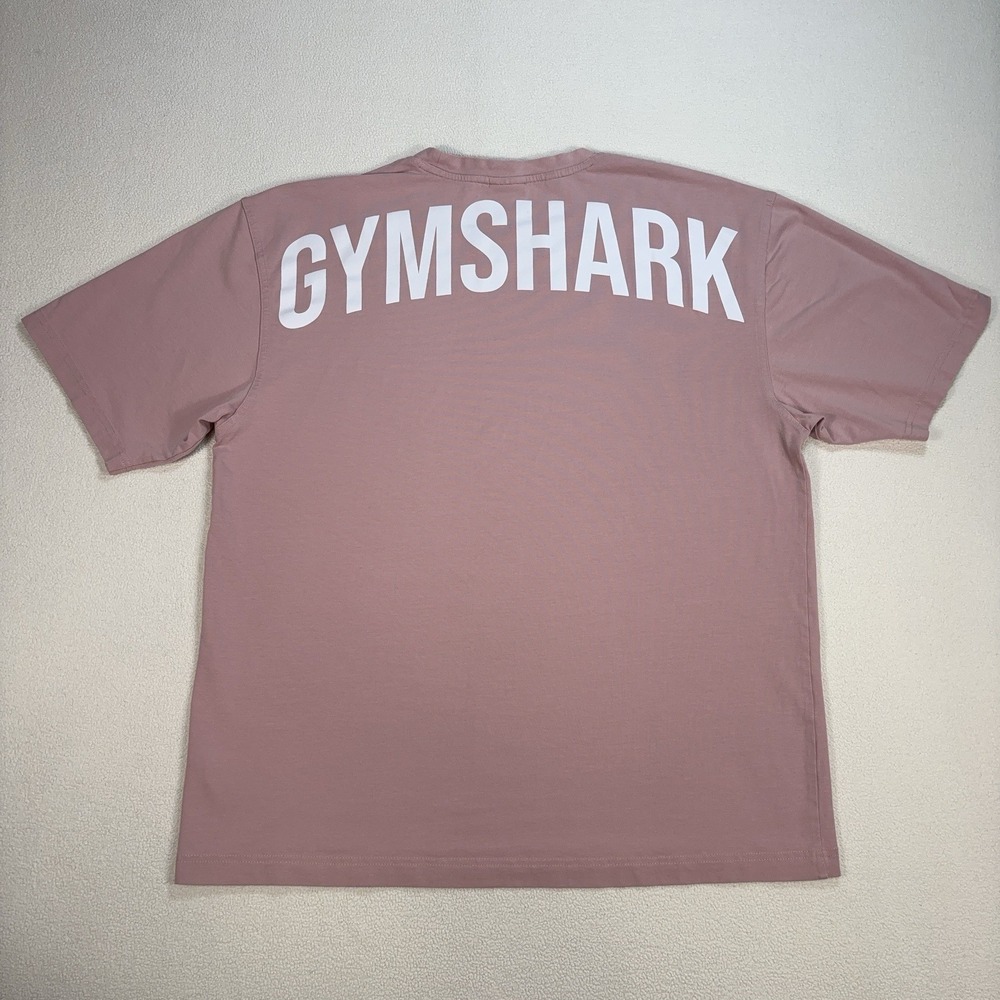 Gymshark Power T-Shirt Mens L Dusty Pink Spellout Stretch Oversized Fit *READ*